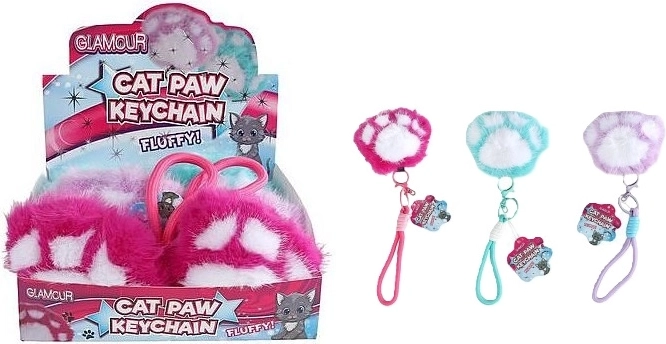 Glamour pluchen sleutelhanger kattenpoot 9 cm