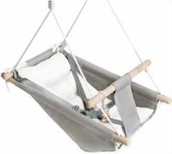 Kinderhangschommel en schommelhangmat MALO WAVE grijs-wit