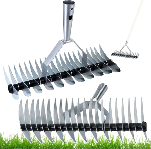 Handmatige LEAN gazonbeluchter en verticuteerder, dubbelzijdig, breedte 34 cm