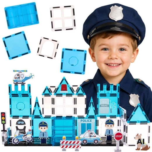 Woopie magnetische 3D-bouwset politiebureau, 42 onderdelen