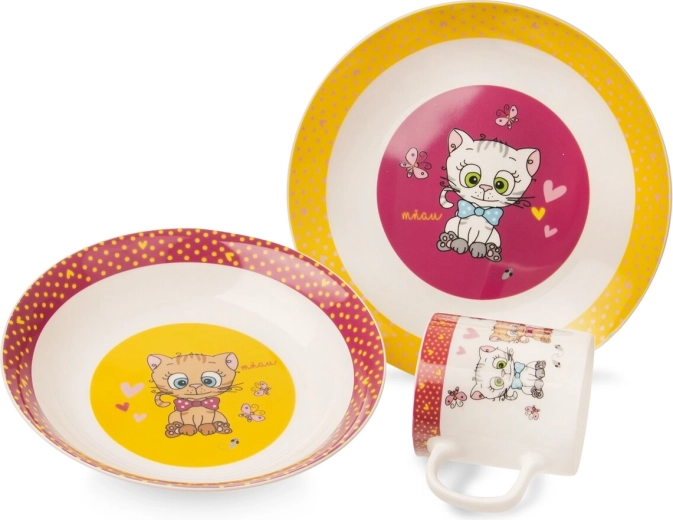 Kinder eetset Katten rond 3 stuks