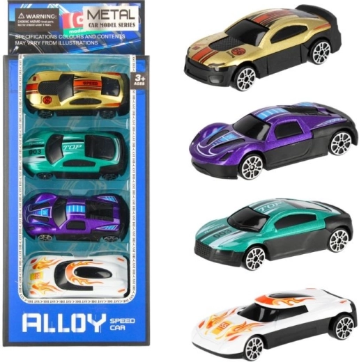 Metalen raceautootjes – set van 4 stuks