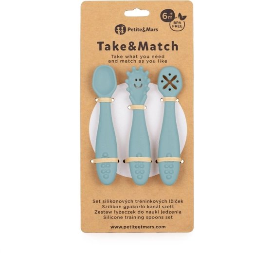 Petite&Mars siliconen oefenlepeltjes Take&Match frosted sky (3 stuks) 6m+