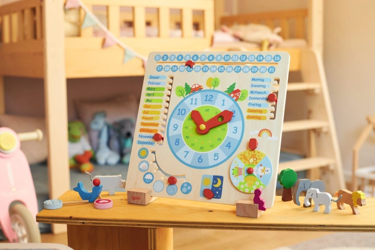 Houten jaarkalender met weerindicator 30 × 30 cm - 1 stuk