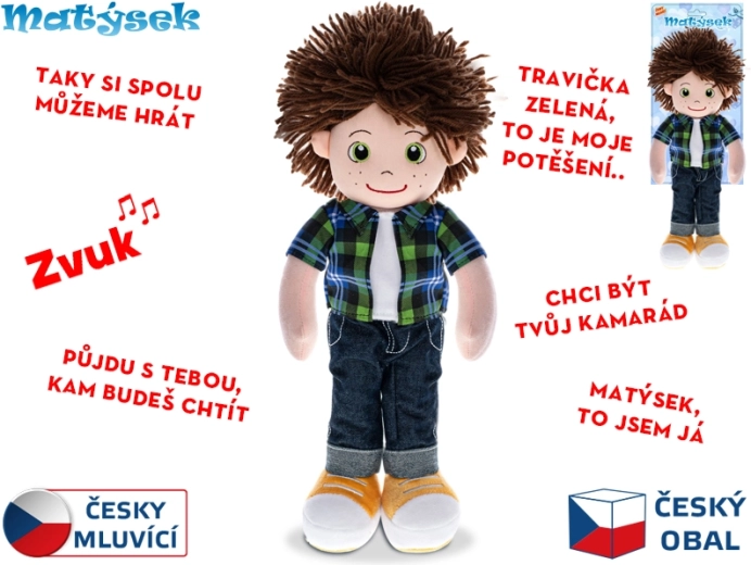 Interactief poppetje Matýsek – spreekt Tsjechisch, pluche, 37 cm