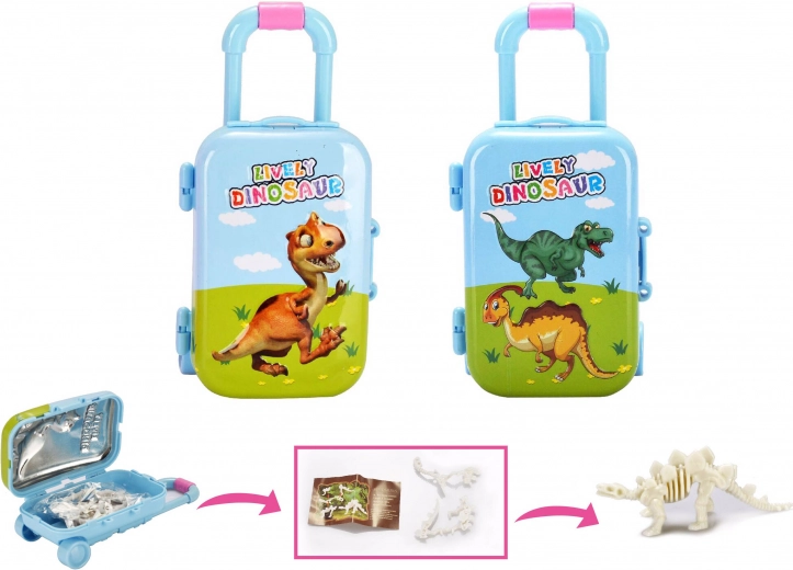 Dinosaurusskelet in een koffertje