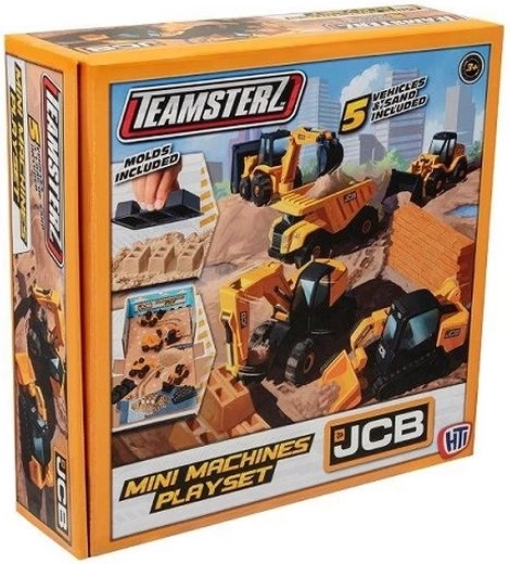 Teamsterz JCB set mini-bouwmachines met speelzand (5 stuks)