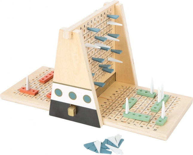 small foot strategisch spel schepen gold edition – houten zeeslag