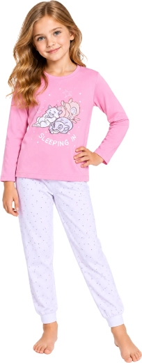 Meisjespyjama van katoen Disney Bambi roze-wit