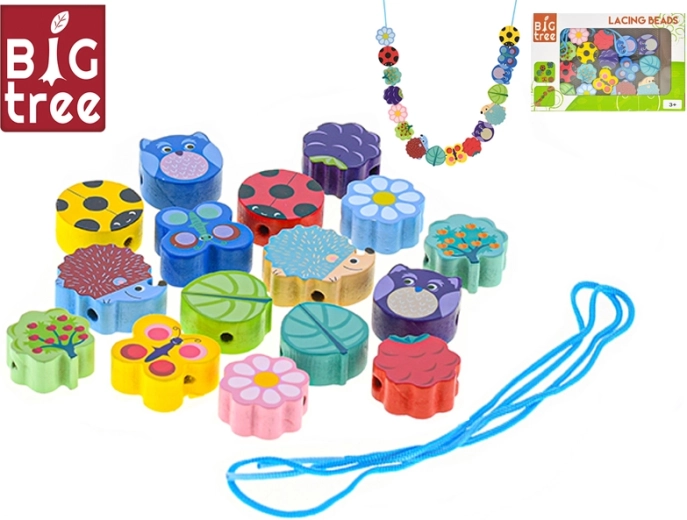 Houten rijgkralen Big Tree – set van 17 stuks