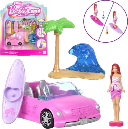 Mattel Mini Barbie Land cabriolet met minipop Barbie en kleurverandering
