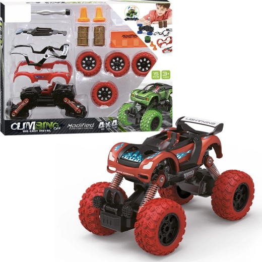 Bouwset auto 4WD 1:32 met pull-back aandrijving, 15 onderdelen