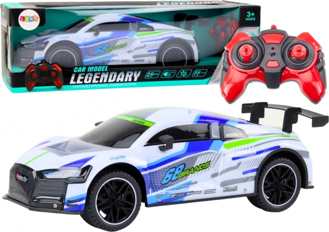 RC sportauto 1:10 met LED-verlichting, snelheid 25 km/u – wit