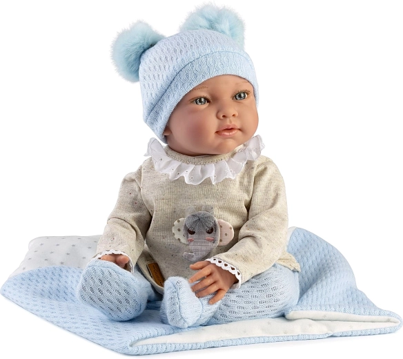 Guca Marc realistische verzwaarde babypop met geluiden en zacht stoffen lichaam 42 cm