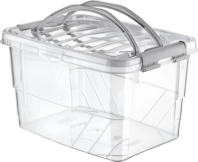 Opbergbox Handy Box 13 l met deksel en clips, transparant