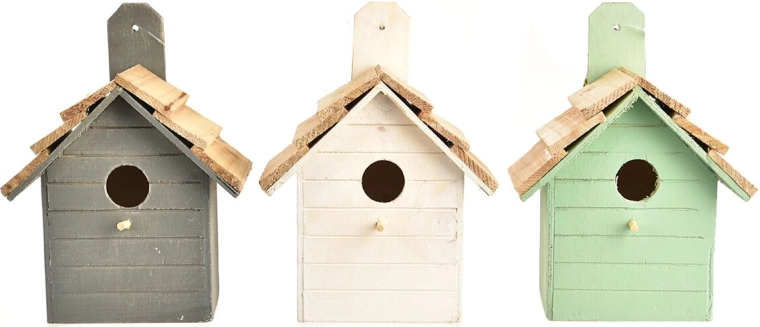 Houten vogelhuisje 17 × 11 × 23 cm (3 varianten)