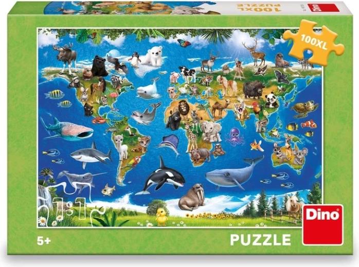 Dino puzzel dierenkaart – 100 XL stukjes
