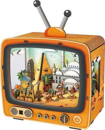 2Kids Toys 3D houten bouwpakket retro tv met Egyptische scène
