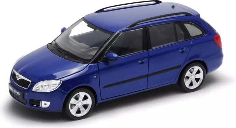Welly Škoda Fabia Combi II 2009 blauw – metalen automodel 1:24