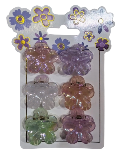 Pink set haarclips in bloemvorm – pastel mix (6 stuks)