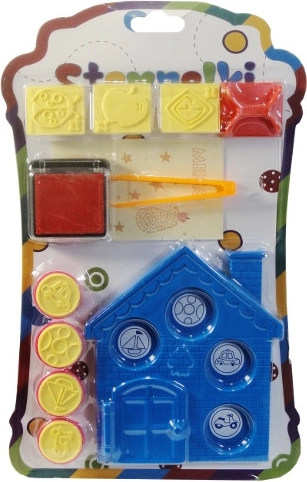 Kleurrijke stempelset met huisje en accessoires