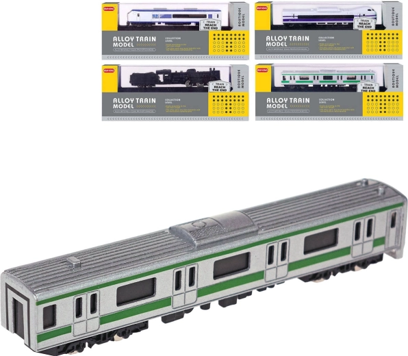 Metalen model locomotief op voetstuk met rails 15 cm (1:87) - 1 set