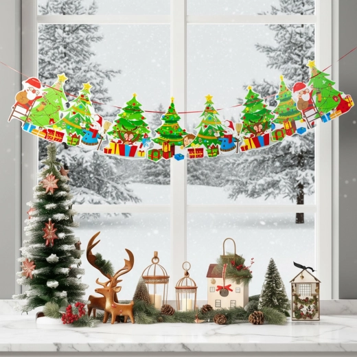 Kerstpapieren slinger met kerstbomen