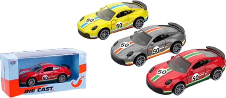 Metalen raceautootje 10,5 cm met terugtrekmechanisme