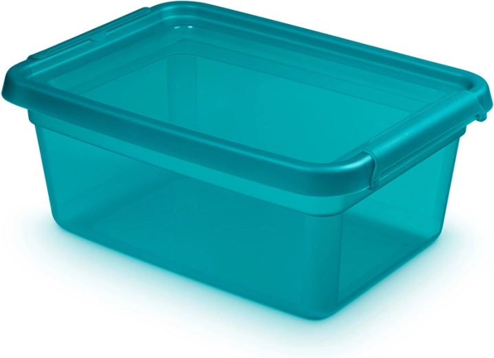 Basestore opbergbox van kunststof met deksel en clips Ocean 12,5 l (28 × 38 × 16 cm)