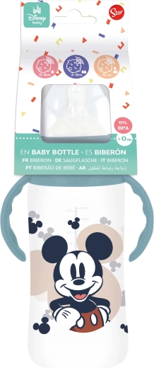 Babyfles met handgrepen MICKEY 360 ml met antikolieksysteem
