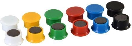 Kleurmagneten 13 mm, mix kleuren, 14 stuks