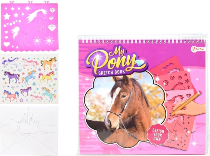 Creatief schetsboek met accessoires en sjablonen MY PONY 26 cm