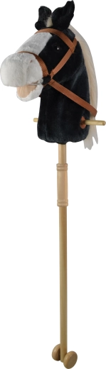 Zwart stokpaard met geluiden, 95 cm
