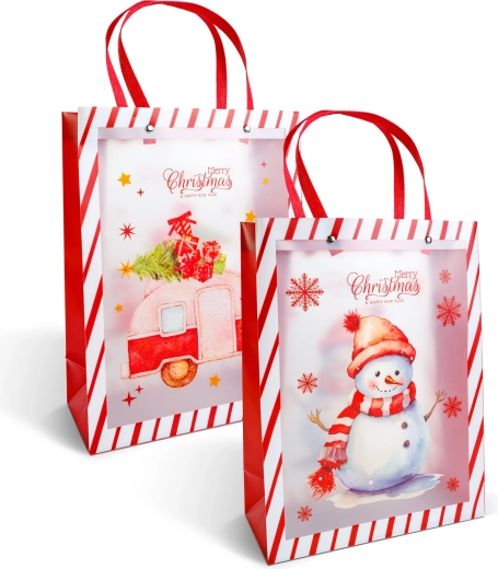 Kerstcadeautas met transparante zijkanten - 1 stuk