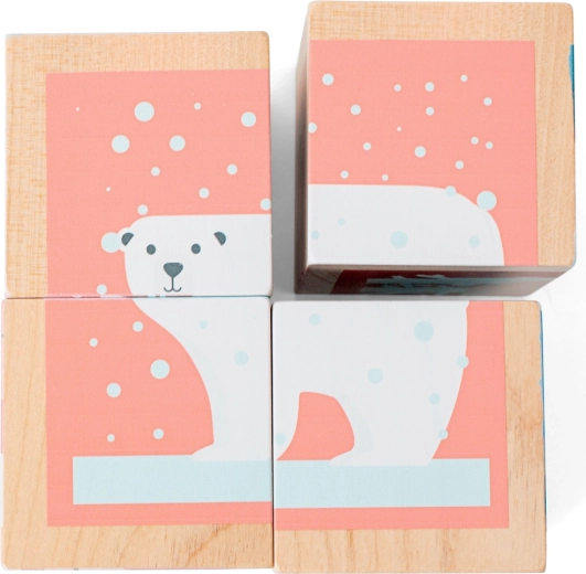 Houten afbeeldingenkubussen met dieren - 4 stuks