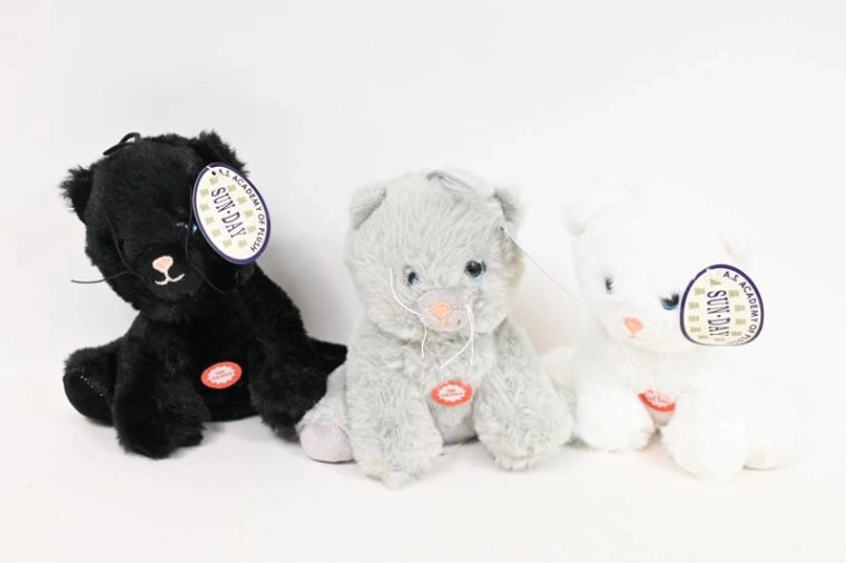 Pluchen kat met geluid 15 cm