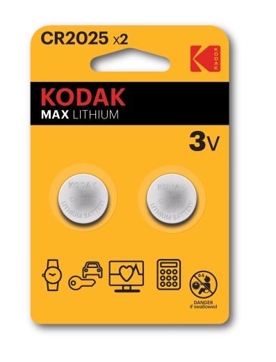 Lithium knoopbatterijen KODAK CR2025 3 V, 2 stuks