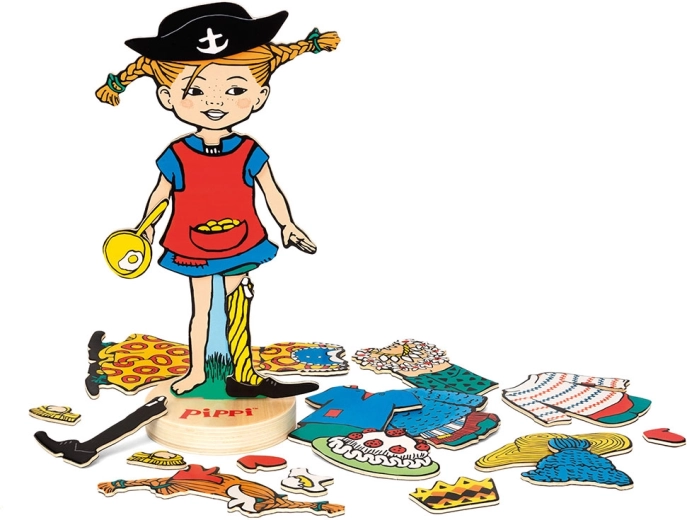 Houten aankleedpop Pippi Langkous