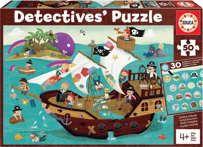 Educa detectivepuzzel Piratenschip 50 stukjes