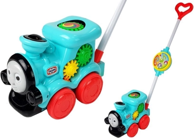 Bewegende trein met handgreep en geluiden