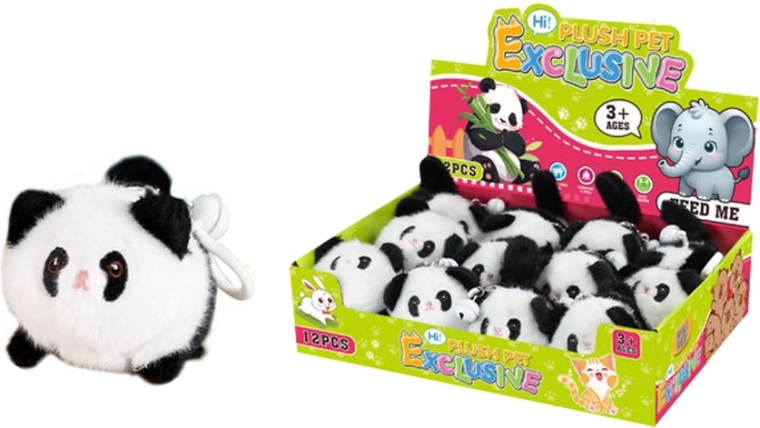 Pluchen panda-hanger met trekmechanisme en belletje - 1 stuk
