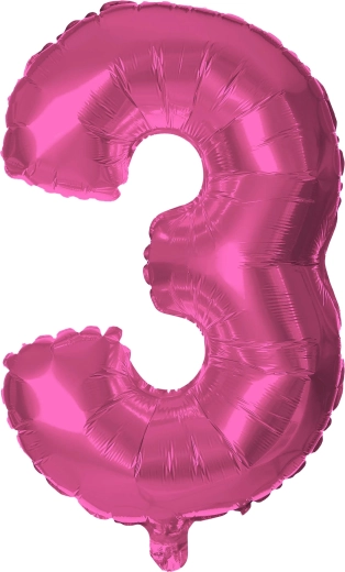 Folieballon cijfer 3 30 cm roze TORO