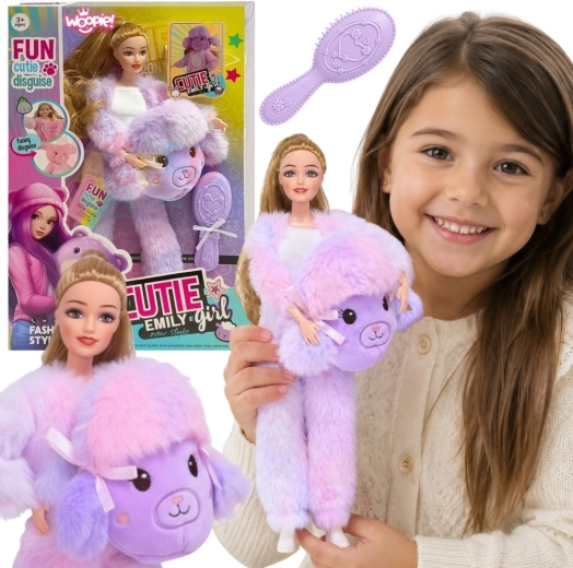 WOOPIE ROYAL-pop Emi in een paars schapenkostuum