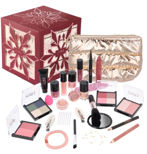 Adventskalender met cosmetica Snowflake Puzzle in kersenrood