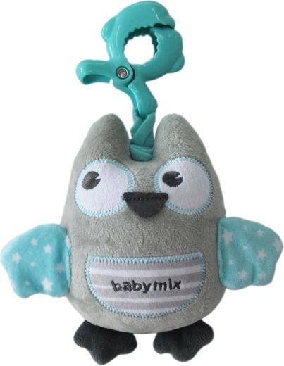 Baby Mix muzikaal pluchen speelgoed met clip, uil, mintkleurig