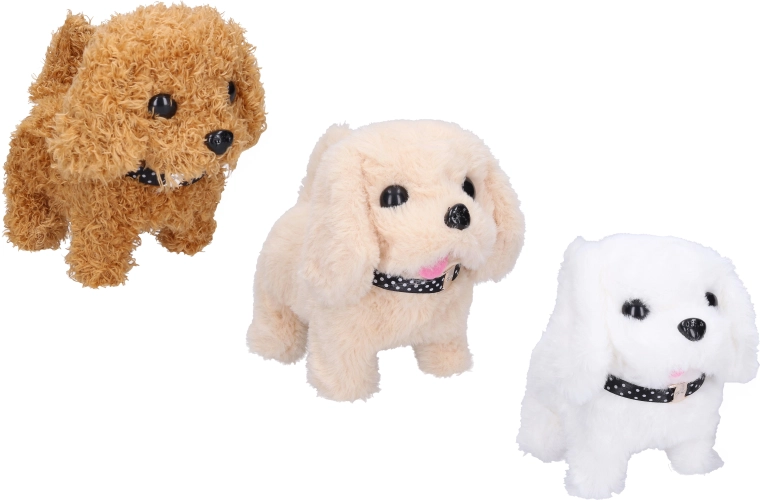 Lopend en blaffend pluchen hondje 16 cm