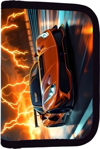Školní penál s 2 chlopněmi, prázdný – motiv auto