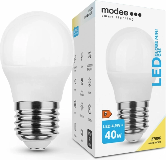 Modee Smart Lighting LED miniatuur lamp G45 E27 4,9 W warm wit