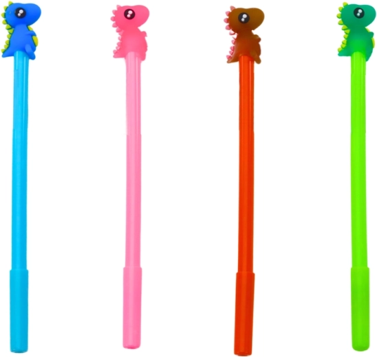 Dinosaurusballetpen met stop, zwarte inkt, mix roze blauw 0,5 mm