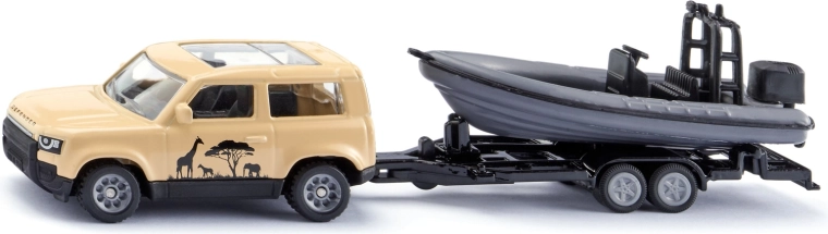 Siku Land Rover Defender safari met boot op aanhanger - 1 stuk